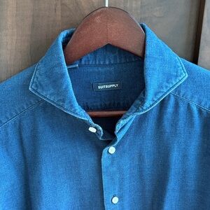 Suitsupply Indigo Blue Casual Button-Down Shirt